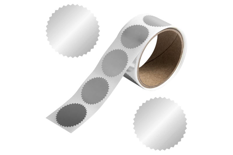 JAM Paper ختمات ملصقات دائرية من JAM PAPER بحواف مسننة - 1.5 بوصة قطر - فضي - 100 ملصق دائري/عبوة - Image 1